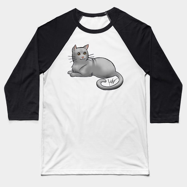 Cat - American Shorthair - Gray Baseball T-Shirt by Jen's Dogs Custom Gifts and Designs